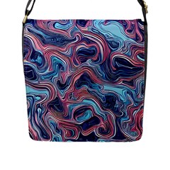 Fluid Art Pattern Flap Closure Messenger Bag (l) by GardenOfOphir