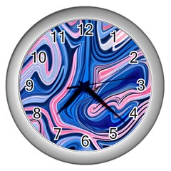 Abstract Liquid Art Pattern Wall Clock (silver) by GardenOfOphir