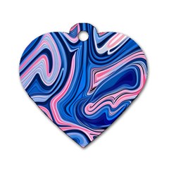 Abstract Liquid Art Pattern Dog Tag Heart (two Sides) by GardenOfOphir