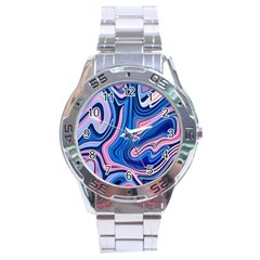 Abstract Liquid Art Pattern Stainless Steel Analogue Watch by GardenOfOphir