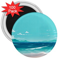 Ai Generated Ocean Waves Sea Water Anime 3  Magnets (100 Pack) by Pakemis