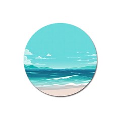 Ai Generated Ocean Waves Sea Water Anime Magnet 3  (round) by Pakemis