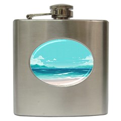 Ai Generated Ocean Waves Sea Water Anime Hip Flask (6 Oz) by Pakemis