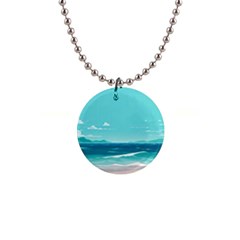 Ai Generated Ocean Waves Sea Water Anime 1  Button Necklace by Pakemis