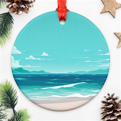 Ai Generated Ocean Waves Sea Water Anime Round Ornament (two Sides) by Pakemis