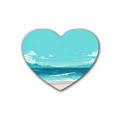 Ai Generated Ocean Waves Sea Water Anime Rubber Coaster (heart) by Pakemis