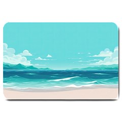 Ai Generated Ocean Waves Sea Water Anime Large Doormat by Pakemis