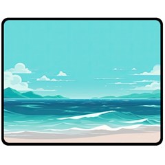 Ai Generated Ocean Waves Sea Water Anime One Side Fleece Blanket (medium) by Pakemis