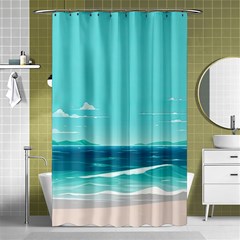 Ai Generated Ocean Waves Sea Water Anime Shower Curtain 48  X 72  (small)  by Pakemis