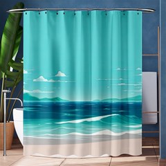 Ai Generated Ocean Waves Sea Water Anime Shower Curtain 60  X 72  (medium)  by Pakemis