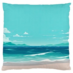 Ai Generated Ocean Waves Sea Water Anime Large Premium Plush Fleece Cushion Case (one Side) by Pakemis