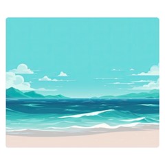 Ai Generated Ocean Waves Sea Water Anime Premium Plush Fleece Blanket (small) by Pakemis