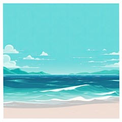 Ai Generated Ocean Waves Sea Water Anime Wooden Puzzle Square by Pakemis