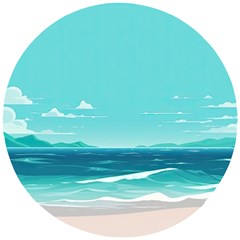 Ai Generated Ocean Waves Sea Water Anime Wooden Puzzle Round by Pakemis