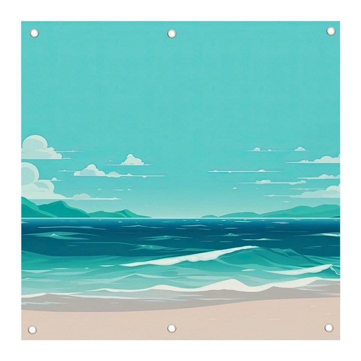 Ai Generated Ocean Waves Sea Water Anime Banner and Sign 3  x 3 