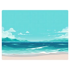 Ai Generated Ocean Waves Sea Water Anime Premium Plush Fleece Blanket (extra Small)