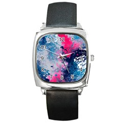 Fluid Art Pattern Square Metal Watch