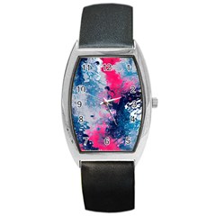 Fluid Art Pattern Barrel Style Metal Watch by GardenOfOphir