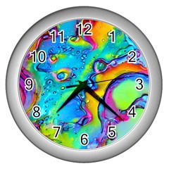 Marble Art Pattern Wall Clock (silver) by GardenOfOphir