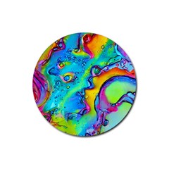 Marble Art Pattern Rubber Round Coaster (4 Pack) by GardenOfOphir