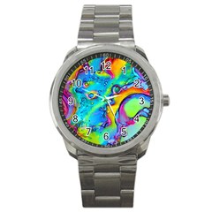 Marble Art Pattern Sport Metal Watch by GardenOfOphir