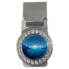 Ai Generated Ocean Sea Water Anime Nautical 2 Money Clips (cz)  by Pakemis