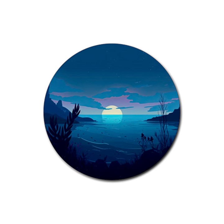 Ai Generated Ocean Sea Water Anime Nautical 2 Rubber Coaster (Round)