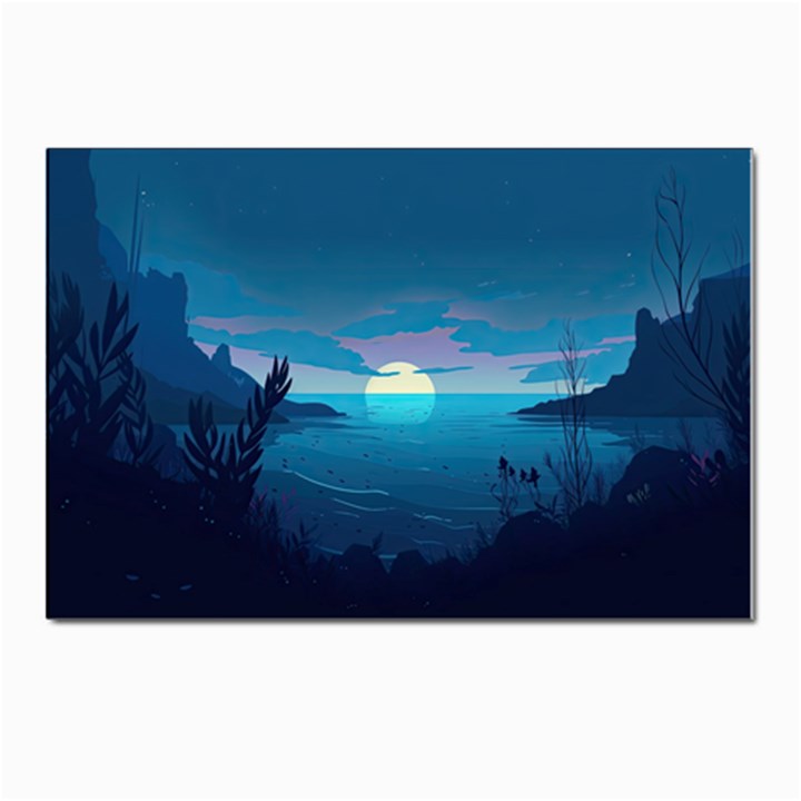 Ai Generated Ocean Sea Water Anime Nautical 2 Postcards 5  x 7  (Pkg of 10)