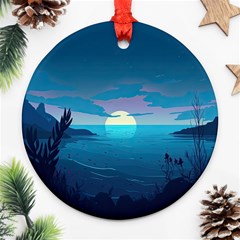 Ai Generated Ocean Sea Water Anime Nautical 2 Round Ornament (two Sides)