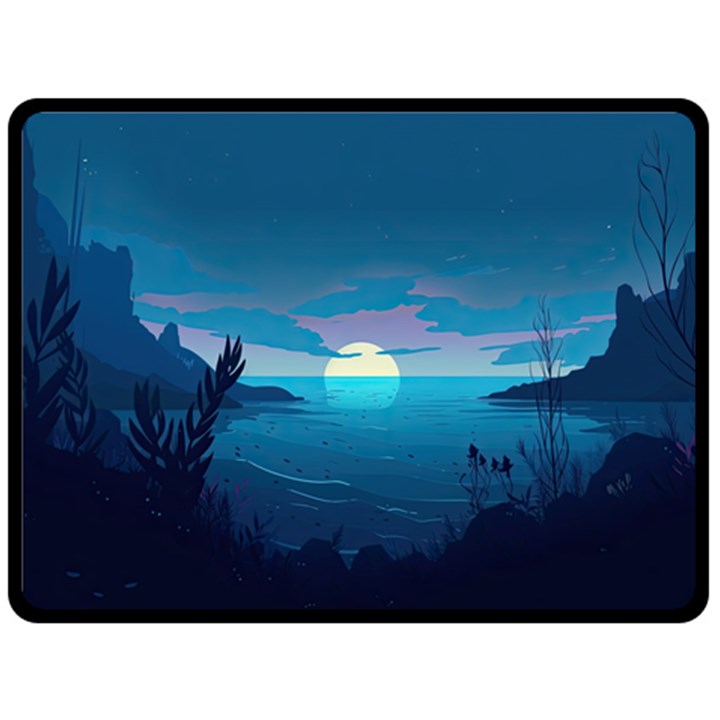 Ai Generated Ocean Sea Water Anime Nautical 2 One Side Fleece Blanket (Large)