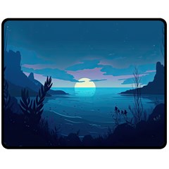 Ai Generated Ocean Sea Water Anime Nautical 2 One Side Fleece Blanket (medium) by Pakemis