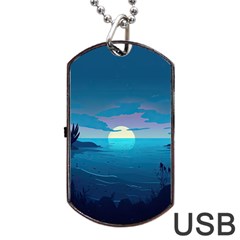 Ai Generated Ocean Sea Water Anime Nautical 2 Dog Tag Usb Flash (one Side) by Pakemis