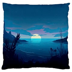 Ai Generated Ocean Sea Water Anime Nautical 2 Large Premium Plush Fleece Cushion Case (two Sides) by Pakemis