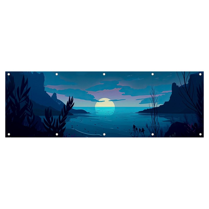 Ai Generated Ocean Sea Water Anime Nautical 2 Banner and Sign 12  x 4 