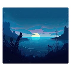 Ai Generated Ocean Sea Water Anime Nautical 2 One Side Premium Plush Fleece Blanket (small)