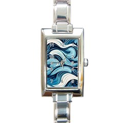 Pattern Ocean Waves Arctic Ocean Blue Nature Sea Rectangle Italian Charm Watch by Pakemis