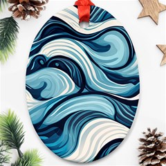 Pattern Ocean Waves Arctic Ocean Blue Nature Sea Ornament (oval) by Pakemis