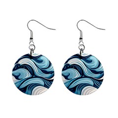 Pattern Ocean Waves Arctic Ocean Blue Nature Sea Mini Button Earrings by Pakemis