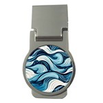 Pattern Ocean Waves Arctic Ocean Blue Nature Sea Money Clips (Round)  Front