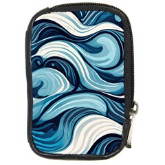 Pattern Ocean Waves Arctic Ocean Blue Nature Sea Compact Camera Leather Case by Pakemis