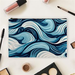 Pattern Ocean Waves Arctic Ocean Blue Nature Sea Cosmetic Bag (large) by Pakemis