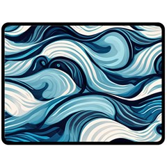 Pattern Ocean Waves Arctic Ocean Blue Nature Sea One Side Fleece Blanket (large) by Pakemis