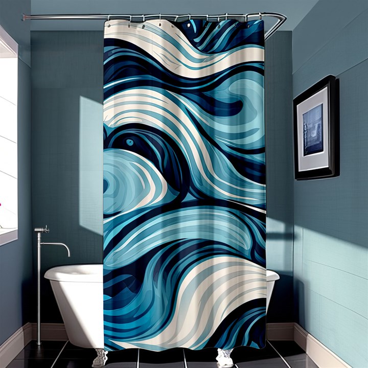 Pattern Ocean Waves Arctic Ocean Blue Nature Sea Shower Curtain 36  x 72  (Stall) 