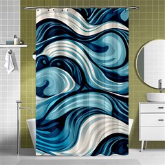 Pattern Ocean Waves Arctic Ocean Blue Nature Sea Shower Curtain 48  X 72  (small)  by Pakemis