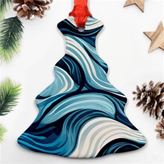 Pattern Ocean Waves Arctic Ocean Blue Nature Sea Christmas Tree Ornament (two Sides) by Pakemis