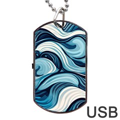 Pattern Ocean Waves Arctic Ocean Blue Nature Sea Dog Tag Usb Flash (one Side) by Pakemis