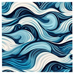 Pattern Ocean Waves Arctic Ocean Blue Nature Sea Wooden Puzzle Square by Pakemis