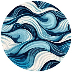 Pattern Ocean Waves Arctic Ocean Blue Nature Sea Wooden Puzzle Round by Pakemis