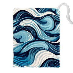 Pattern Ocean Waves Arctic Ocean Blue Nature Sea Drawstring Pouch (5xl) by Pakemis