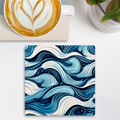 Pattern Ocean Waves Arctic Ocean Blue Nature Sea Uv Print Square Tile Coaster  by Pakemis